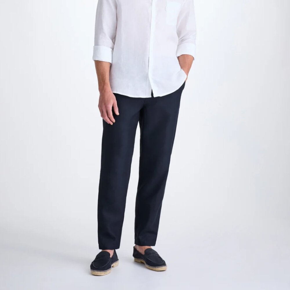 Derek Rose Sydney Linen Navy Pants